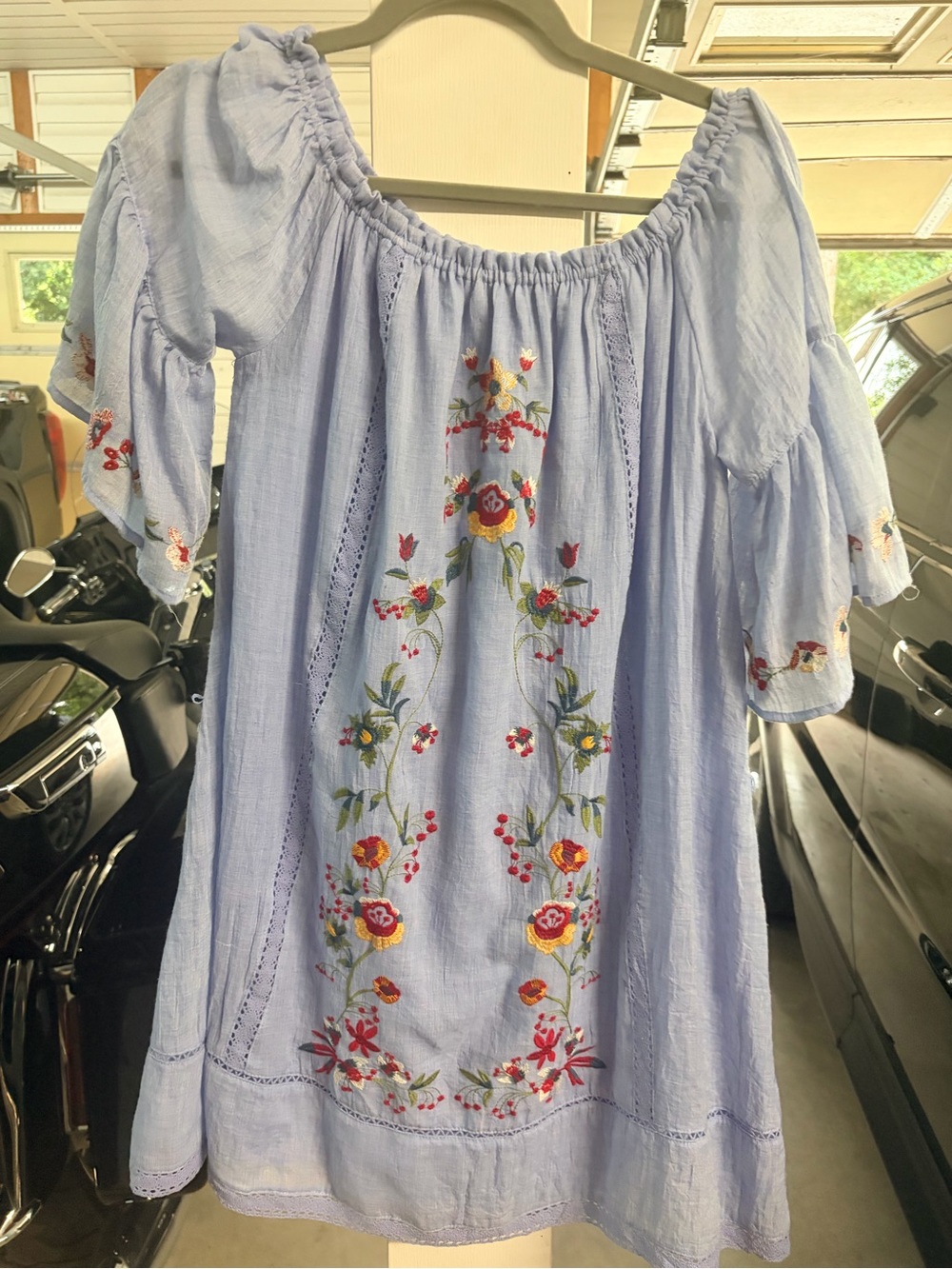 Umgee Light Blue Embroidered Midi Dress